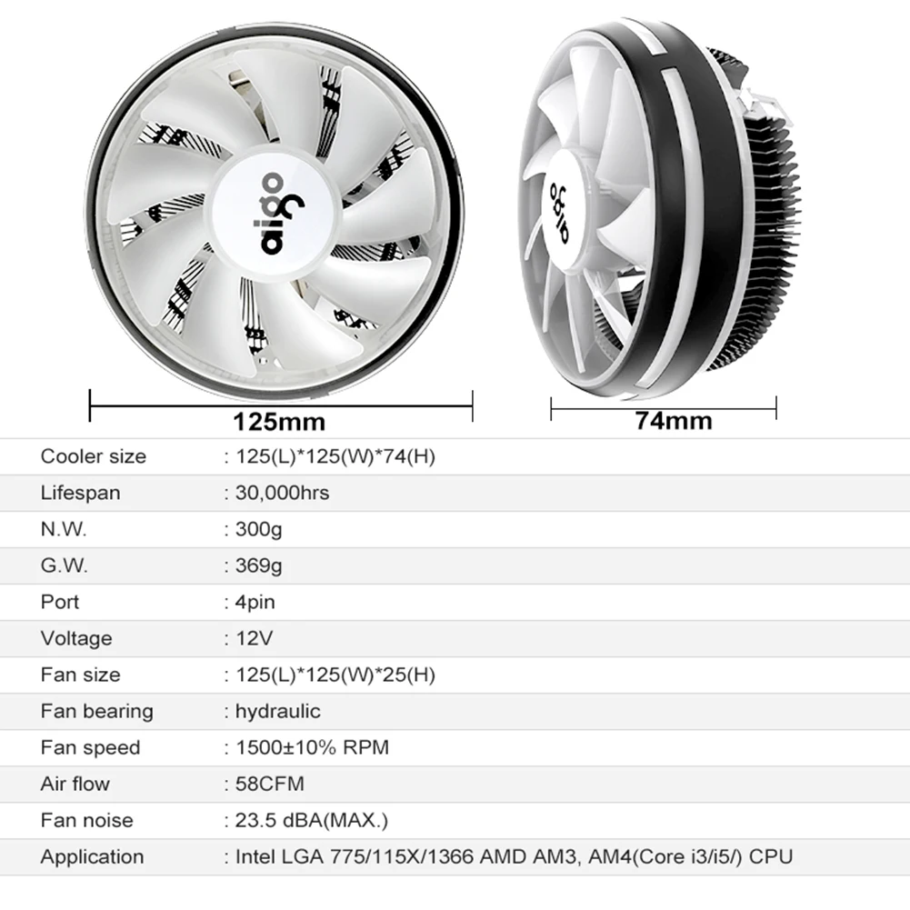 

CPU Cooler PWM Cooling Fan DC 12V 4 Pin Air CPU Cooling Computer for Intel LGA 1150 1151 1155 1366 AMD Quiet PC Case CPU Cooler