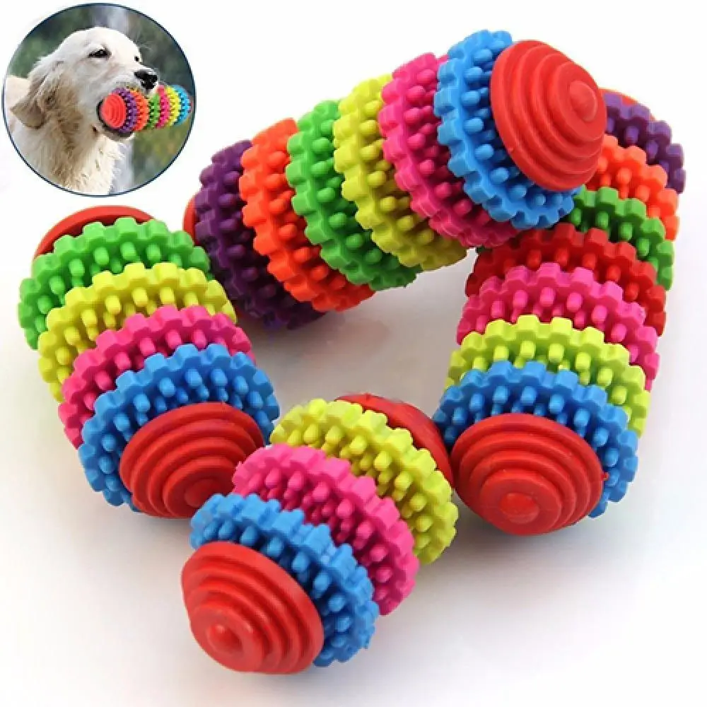 

Pets Dogs Puppy Colorful Rubber Dental Teething Healthy Teeth Gums Chew Toy