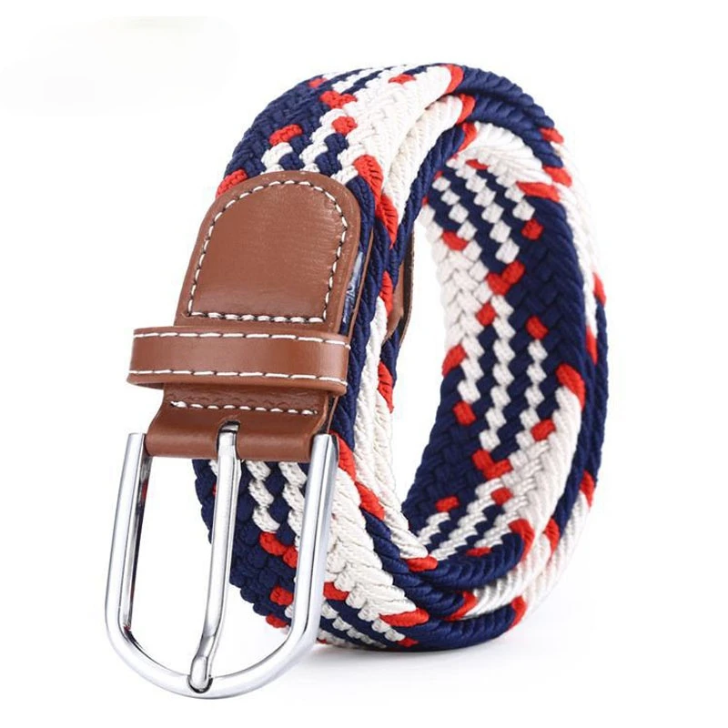 

60 Colors Men Women Casual Knitted Pin Buckle Belt Woven Canvas Elastic Expandable Braided Stretch Belts Plain Webbing Strap