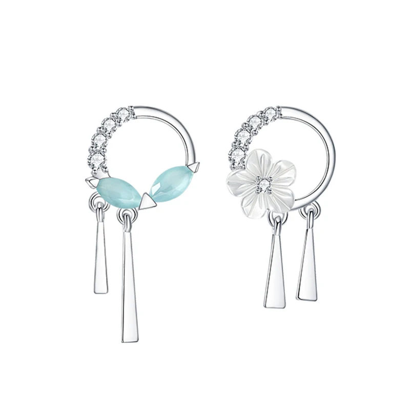 

925 Sterling Silver Pin Chang'an Simple Chinese Ancient Style Round Face Student Fashion Versatile Ear Jewelry