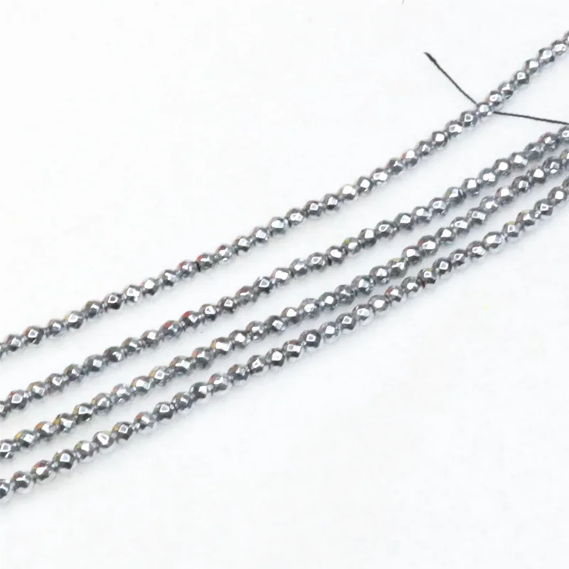 Новый серебристый гематитовый камень 2 мм 3 Круглые граненые свободные бусины