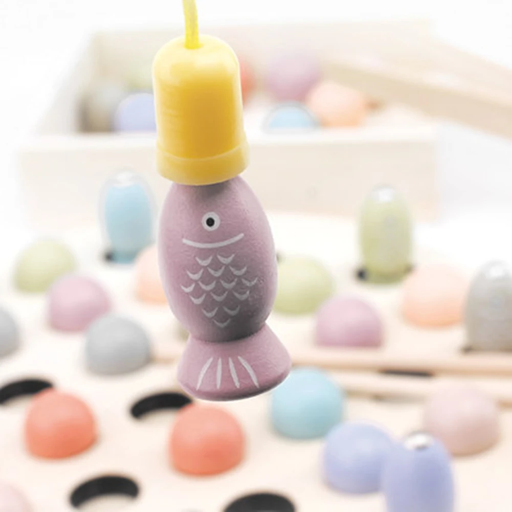 Магнитные рыбки Пазлы деревянные бусины вырезка рыбалка игра Интерактивная