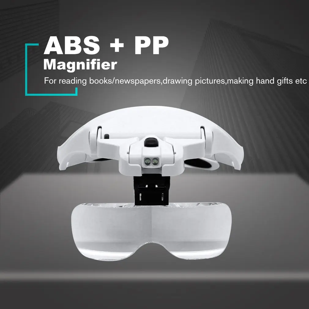 Eyelash Extension 5 Lens Adjustable Headband Magnifying Glass Magnifier w/ LED Light Lamp Glasses For False Lashes | Лампы и освещение