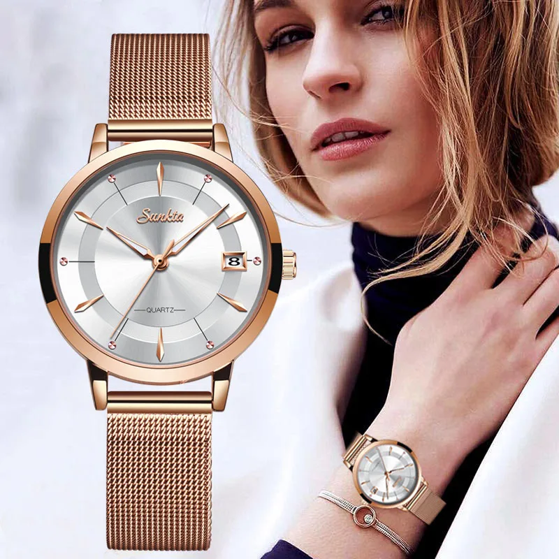 

SUNKTA Women Watch Top Brand Luxury 2020 Rose Gold Women Bracelet Watch For Ladies Wrist Watch Montre Femme Relogio Feminino