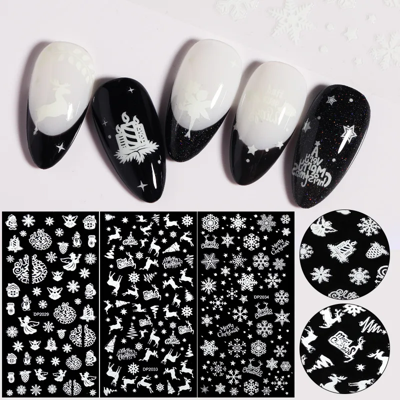 

Luminous Leaf Flower Nail Art Sticker 3D Snowflake Butterfly Angel Spirit Design Nail Art Shinning for Hallowee Christmas
