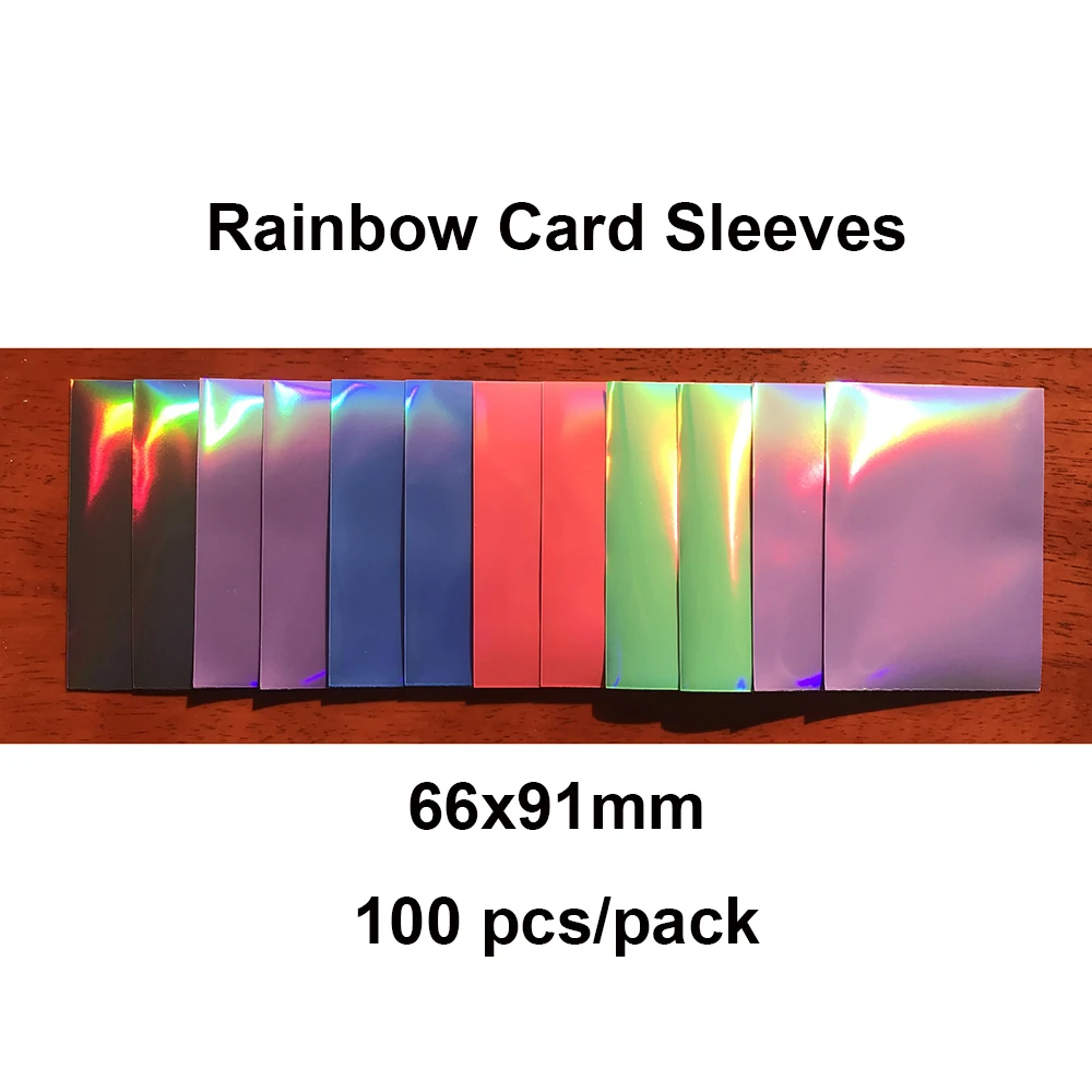 66x91mm100 PCS/LOT Rainbow Cards Sleeves Foil Protector Trading Shield Magic Laser Cover PKM/MGT Holographic Sleeve | Спорт и