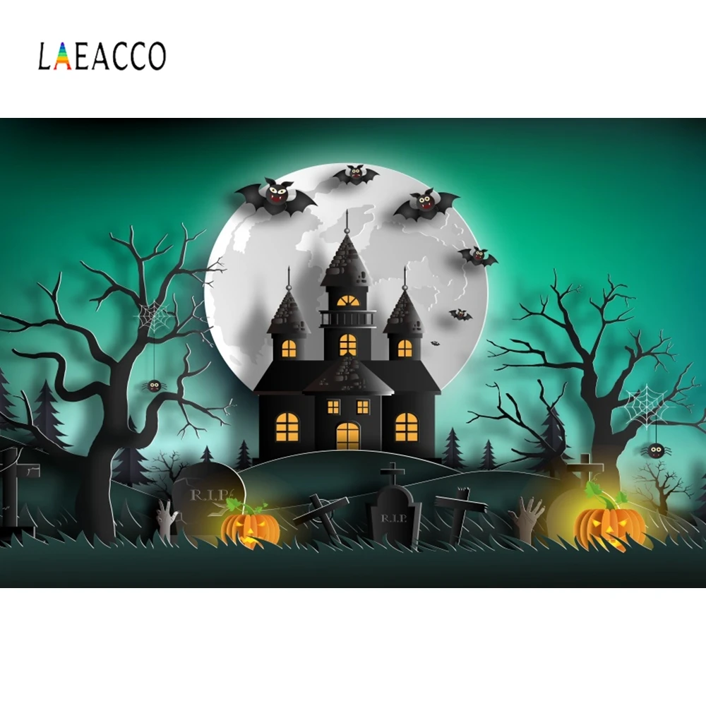 Laeacco Хэллоуин Луна бумажный фонарь-тыква фотофоны персонализированные вечерние