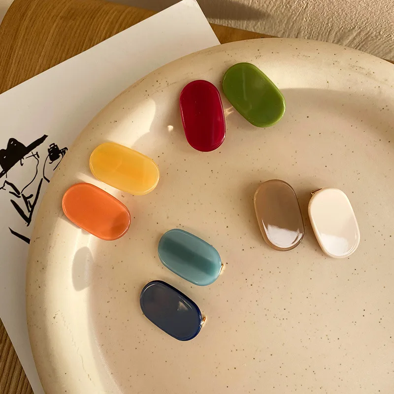 

japan korean new design acrylic acetate candy color sweet simple hair side clips hairpin hair grips barrettes kids baby