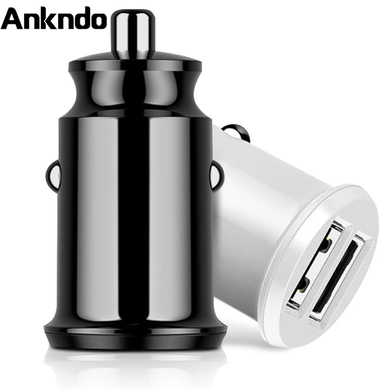 ANKNDO Мини Автомобильное зарядное устройство для телефона с двумя портами USB 2