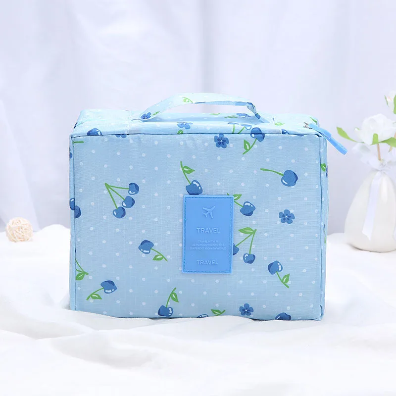 Blue cherry Новинка, многофункциональная косметичка для путешествий, женская сумка, косметички, органайзер для туалетного столика, женские водонепроницаемые футляры для хранения - Цвет: Blue cherry