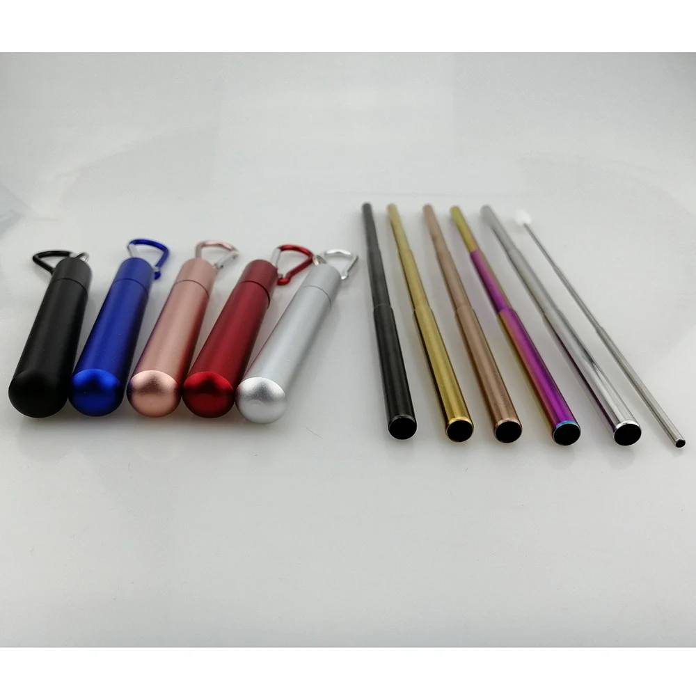 Портативные телескопические соломинки для напитков из нержавеющей стали