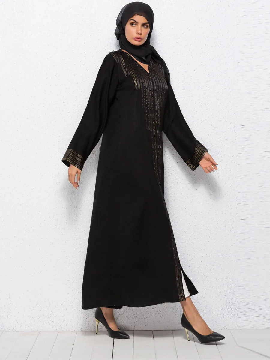 Дубай кимоно мусульманское платье абайя женское вечернее макси с блестками ОАЭ