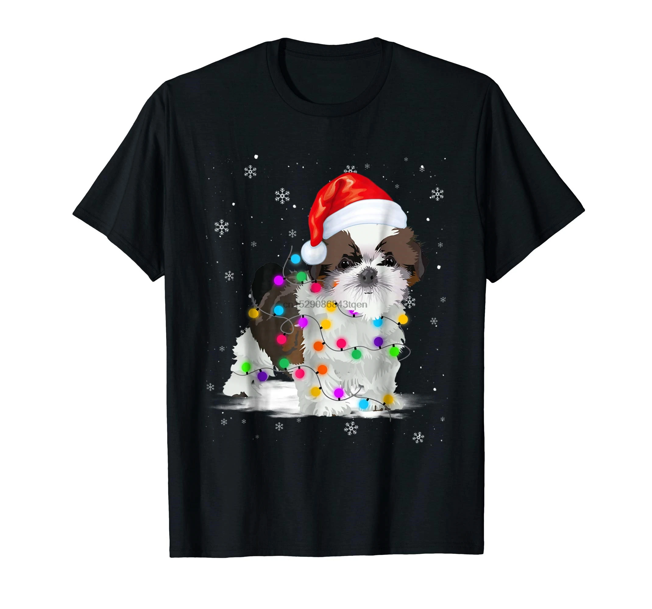 

Santa Hat Gift-Men's T-Shirt-Black Shih Tzu With Christmas Lights Shirt
