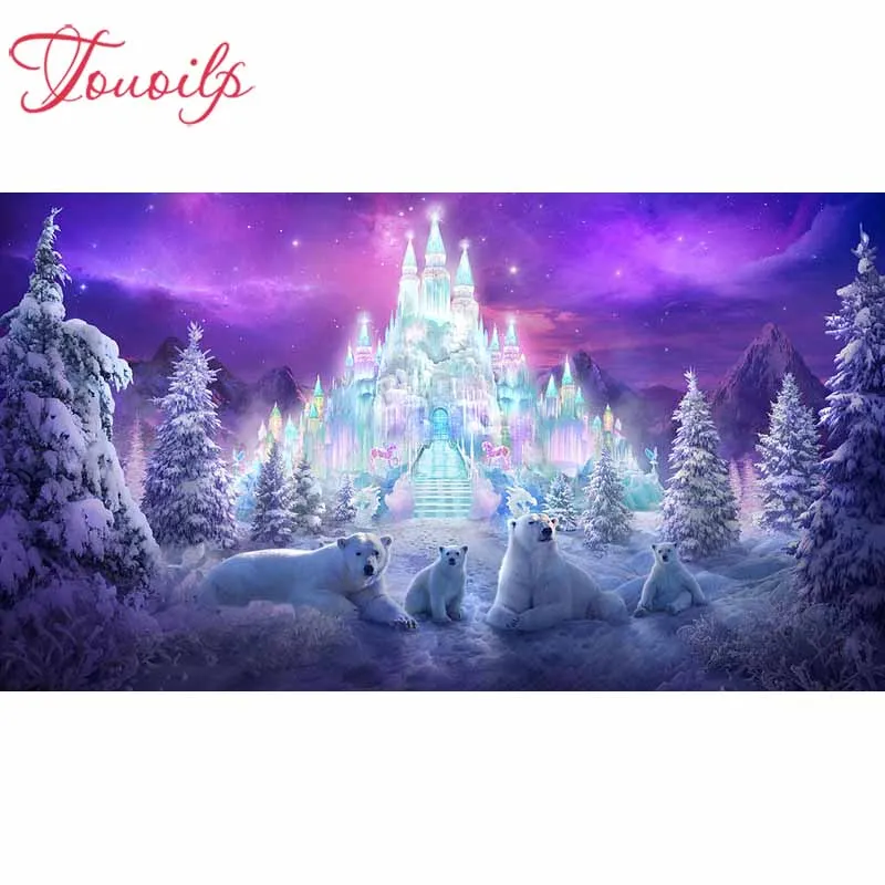 

100% Full Square&round drill 5D Snow scene Polar bear castle Diamond painting Embroidery Mosaic Cross Stitch Rhinestones arts