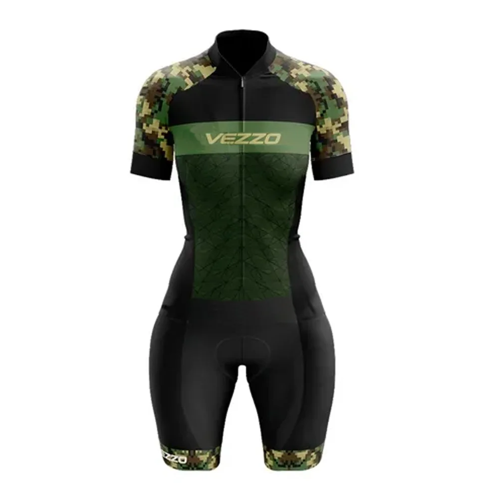 

Cycling Monkey Vezzo Women's Professional Triathlon Bike Overalls Short Jumpsuit Bodysuit Roupa De Ciclismo Feminino One-Piece-P