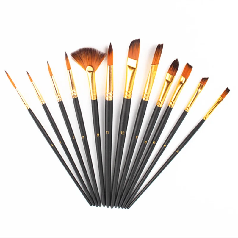 

16 Pcs Paint Brushes Set 12 Sizes Painting Brush with Palette Knife, Sponge and Oil Tray for Acrylic, Watercolor