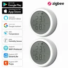 Wi-Fi датчик температуры и влажности Tuya ZigBee, комнатный гигрометр, термометр с ЖК-дисплеем, поддержка Alexa Google Assistant