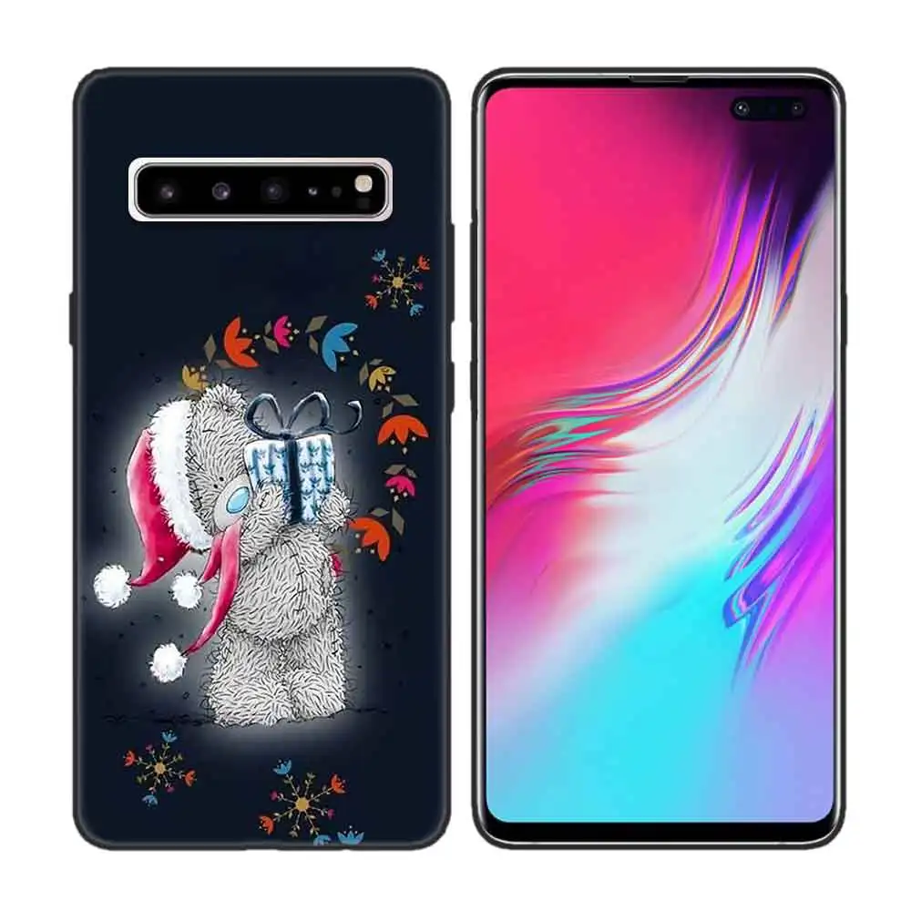 Черный мягкий силиконовый чехол-накладка для samsung Galaxy S7 S8 S9 S10 5G S10E J4 J6 J8 M20 Note 8 9 Edge Plus Cas потрёпанный плюшевый медвежонок