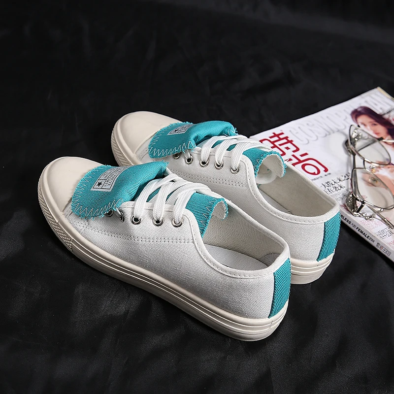 

Fashion Women Casual Shoes Mixed Colors Lace Up Female Sneakers Harajuku Style Wild Trend Street Shooting Tenis Feminino U12-62