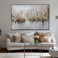 morden 100 hand painted made oil painting on canvas popular abstract walker building wall art for livingroom home decor