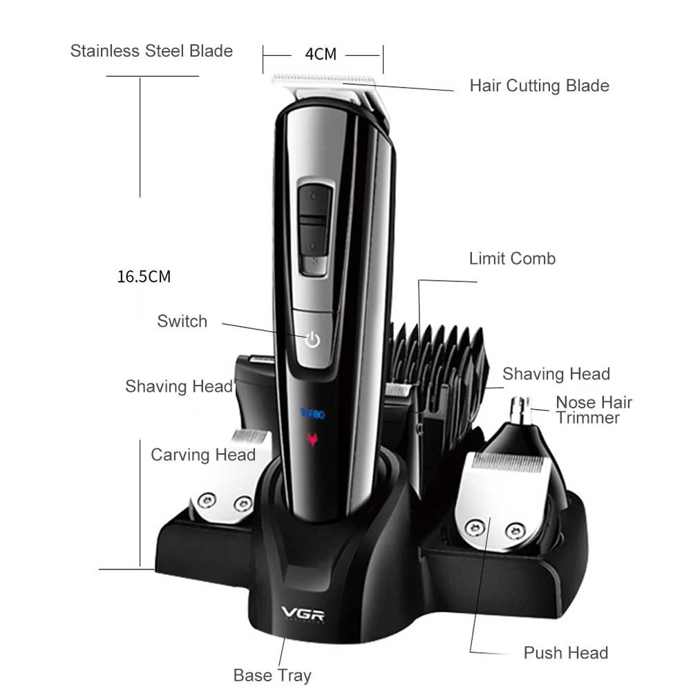 VGR V025 многофункциональная машинка для стрижки волос триммер/бритва