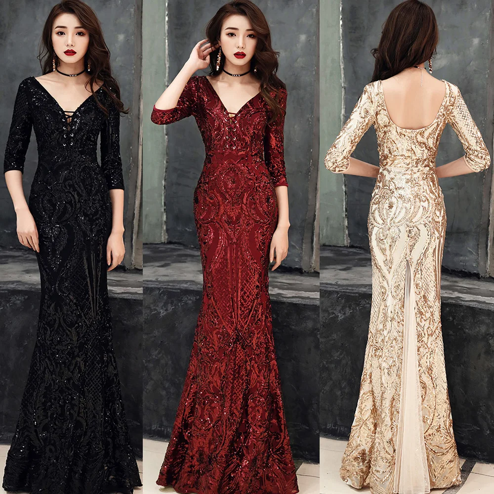 Женское элегантное платье с v образным вырезом коротким рукавом Искра блесток