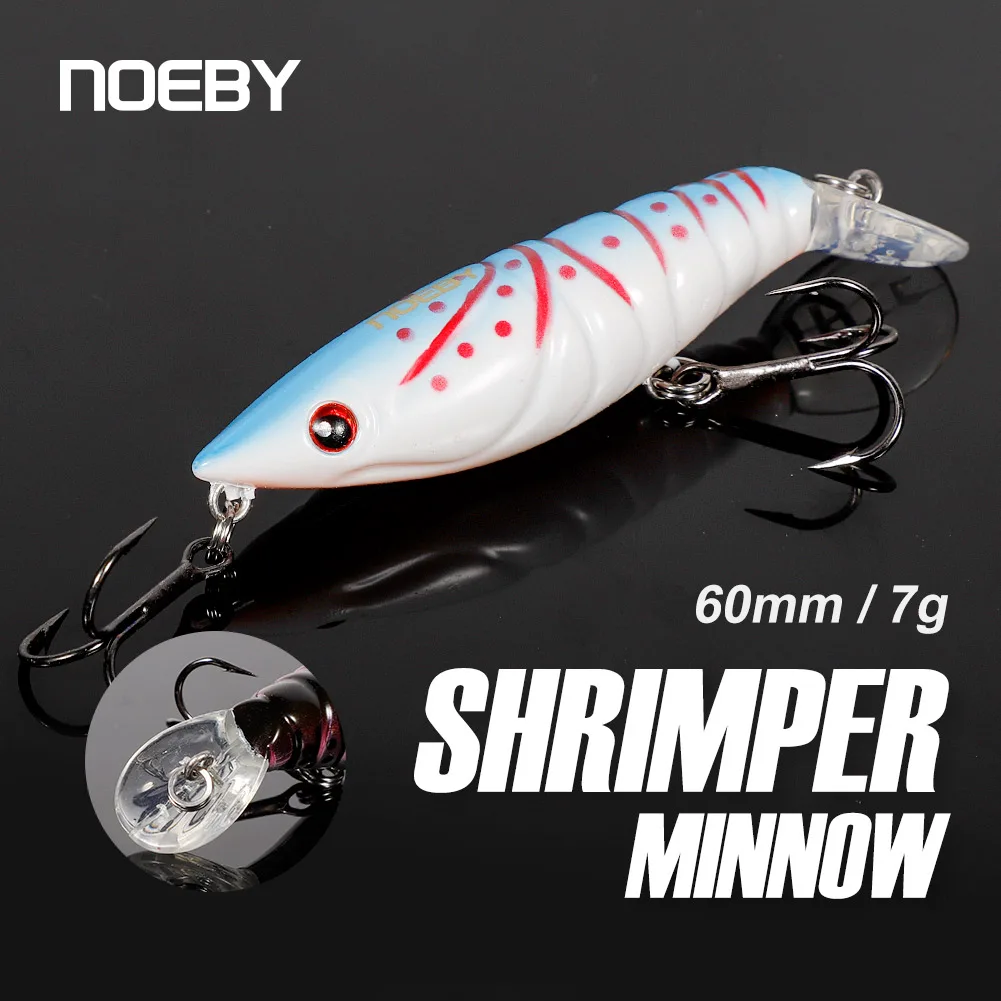 

NOEBY Shrimp Lures 60mm 7g Floating Wobblers Artificial Baits Jerkbaits Minnow for Pike Sea Bass Fishing Tackle NBL9066