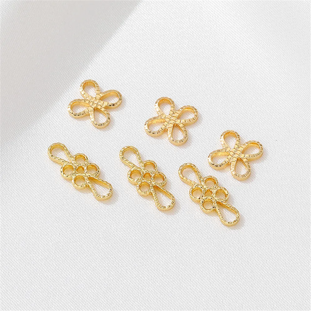 

14K gold wrapped clover lucky grass pendant connector hand DIY made bracelet necklace jewelry material accessories