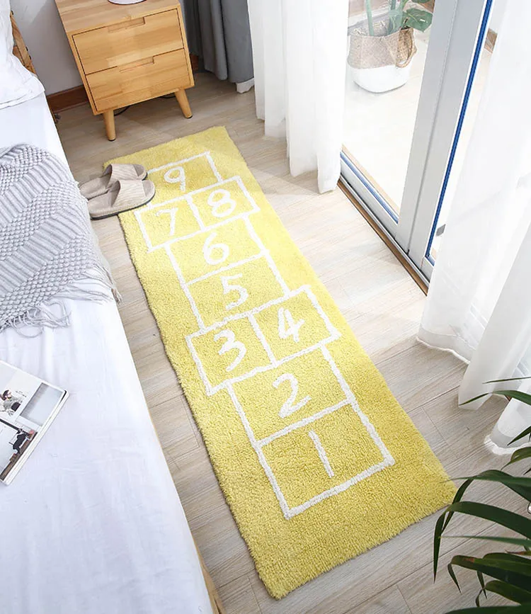 Цифры площадь ковер гобелен кухня гобелен Enfant ШАМБРЕ Tapis Fourrure напольный коврик из хлопка ковры для спальни синий серый - Цвет: Цвет: желтый