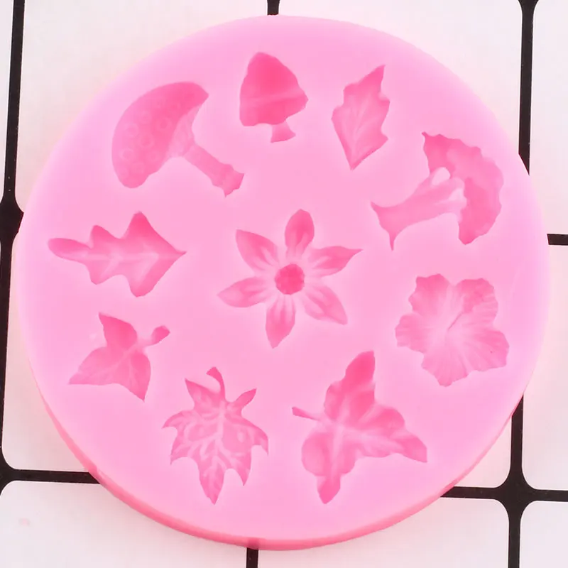 Грибы цветы листья силиконовые формы рандомные инструменты для украшения тортов