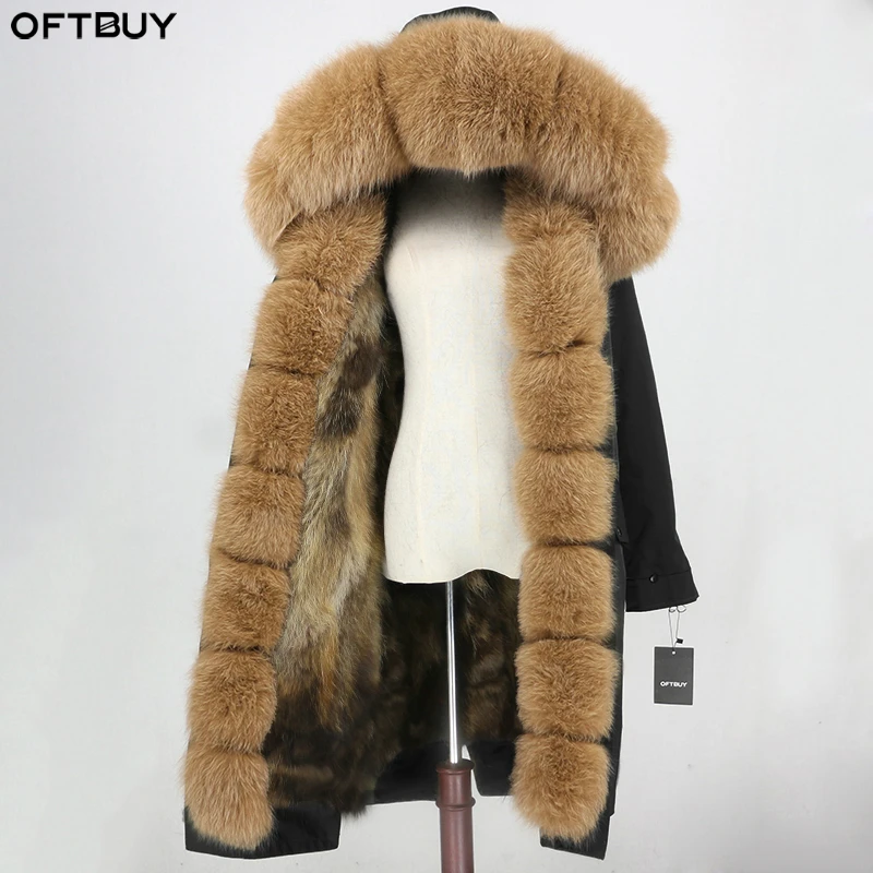 Женская непромокаемая парка OFTBUY длинная уличная куртка шуба из натурального