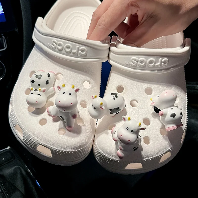 

High Quality Cartoon Croc Charms Designer For Women Girl Clog Sandals Shoe Decoration Kawaii Cow Croc Jibz Kids Gift