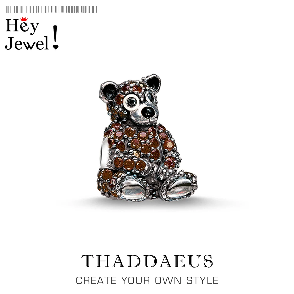 

Beads Brown Teddy Bear, Silver & Rhinestone Beads Fits Bracelet Europe Jewelry Thanksgiving Gift For Women & Men