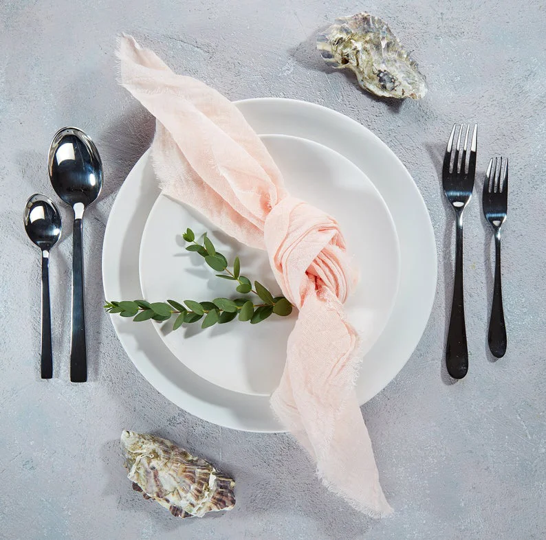 NP013B custom made wedding blush pink green white gold burgundy terracotta navy purple cotton cheesecloth gauze table napkin | Дом и сад