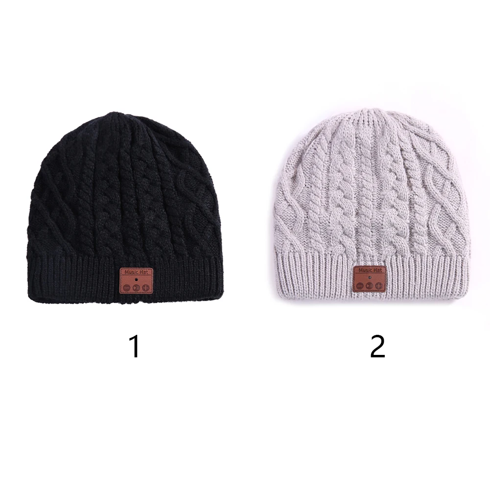 Беспроводная шапка вязанные шапки Beanie стерео наушники микрофон динамик Bluetooth для