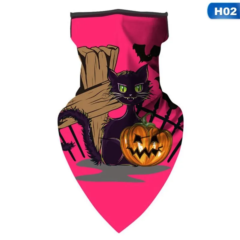 

2020 Halloween Witch Ghost Pumpkin Cat Pattern Bandana Scarf Kids Multifunctional Magic Bandanas Tube Scarf for Hiking