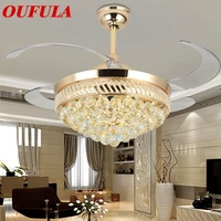 86light ceiling fan lights modern crystal with remote control invisible fan blade for home dinning room living room