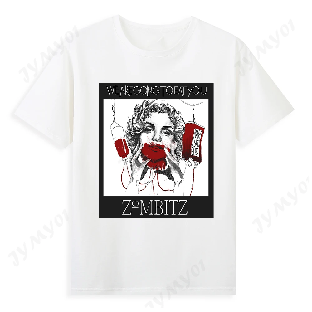 

2021 New Dark Style T-shirt Woman Blood Pattern Top Black T-shirt Pure Cotton Printing High-quality Men's T-shirt