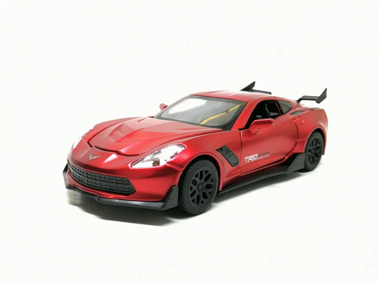 Высокое моделирование 1:32 chevrolet corvette Z06 сплав оттяните назад модель автомобиля звук и свет игрушечный автомобиль для детей Подарки - Цвет: Красный