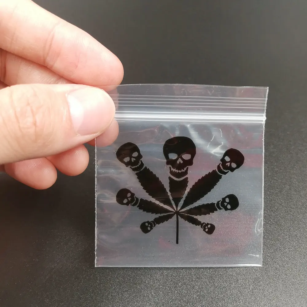 Прозрачные герметичные сумки с принтом Weed Skull 6X6 см 50 шт./лот|Сумки для вещей| |