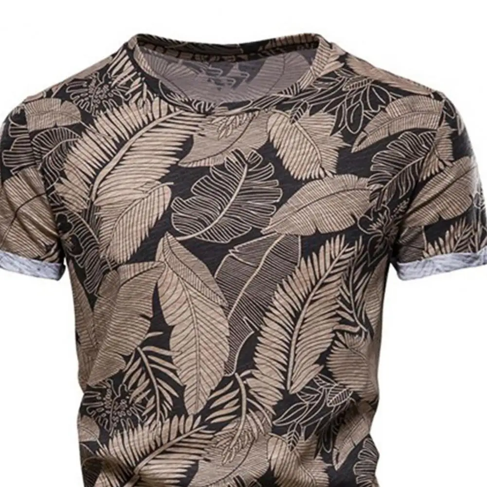

Universal Men T-shirt All-match Round-neck Breathable Slim Men Summer Beach Shirts Comfortable Touch for Outdoor