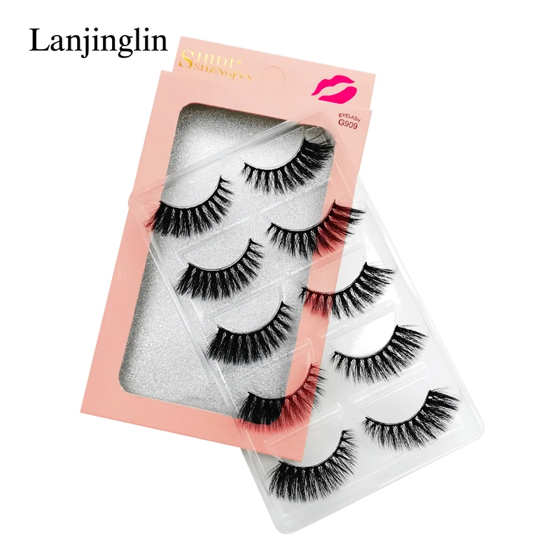 LANJINGLIN, 4/5 пар, норковые ресницы, натуральные, длинные, 3d, норковые накладные ресницы для наращивания, пушистые, без грубости, макияж, накладные ресницы