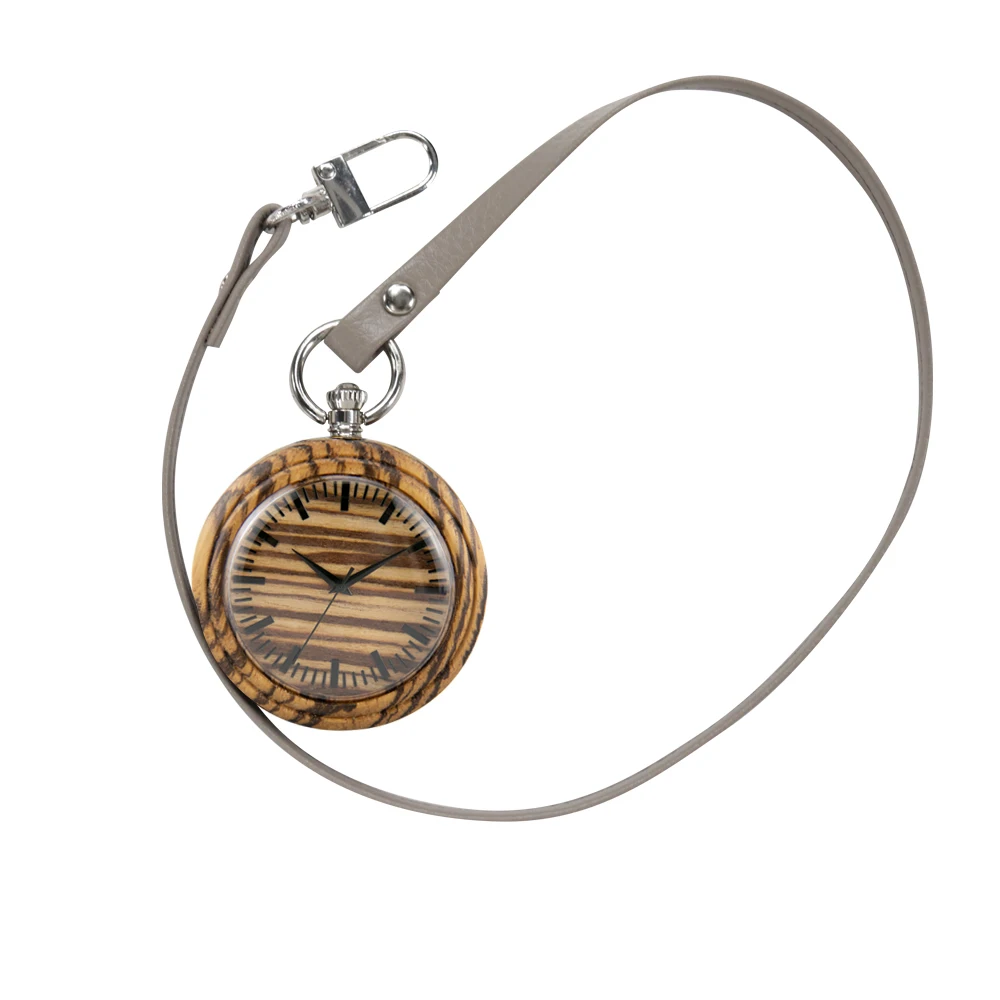 Pocket Watch Zebra Wooden Watch Fashion Creative Big Dial Chain Watch Quartz Watch Belt Hanging Watch Wooden Watch Men's Watch