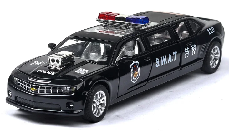 H Удлиненная 1:32 литая под давлением Модель автомобиля игрушки растягивающийся лимузин с вытягиванием назад звуковой светильник для детей игрушки - Цвет: H