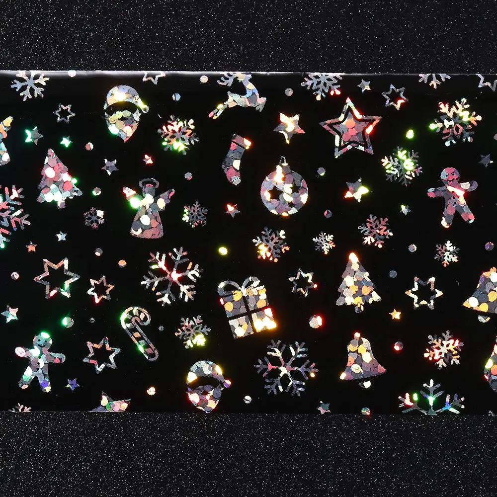 Разнообразные милые рождественские наклейки для ногтей Серебряные Снежинки |