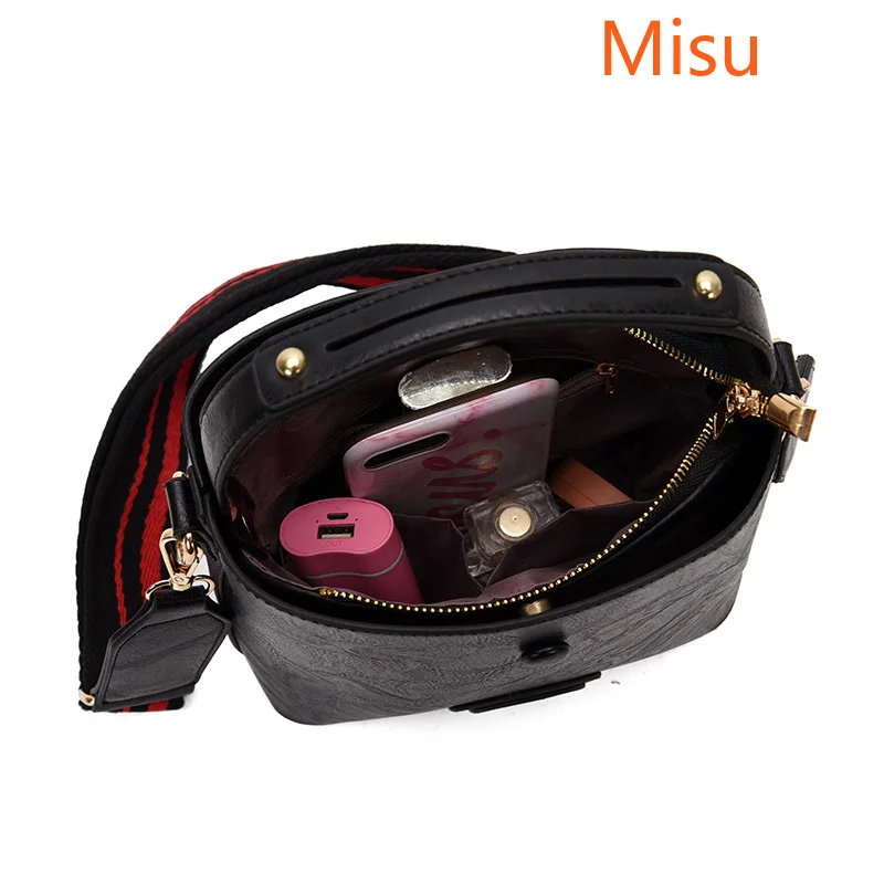 

Vintage PU Leather Small Tote Handbags for Women Solid Color Wide Strap Bucket Shoulder Bag Female Simple Designer Messenger Bag