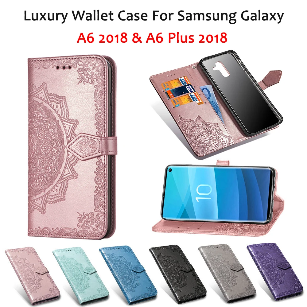 Чехол-раскладушка кожаный чехол для телефона для samsung Galaxy A6 плюс 6 A62018 A6plus SM-A600F SM-A605F GalaxyA6 Чехол-портмоне с отделением для карт чехол
