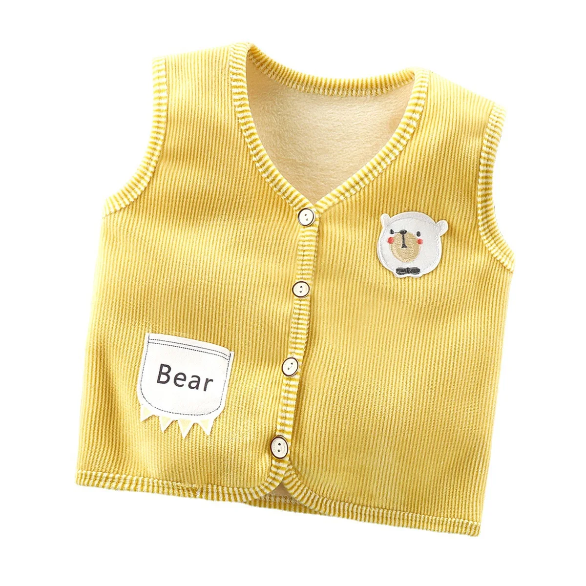 0-5Y Cartoon Bear Winter Kid Vest Fur Waistcoat Thick Warm Jacket Sleeveless Baby Girl Boy Toddler Children Clothes Outfit