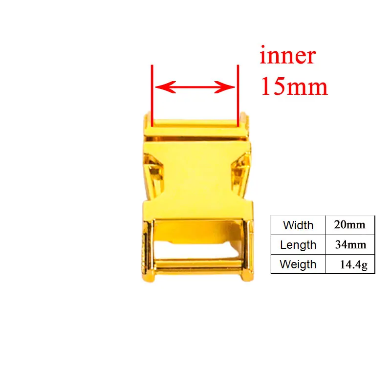 15 мм Желто-золотистый (металлическая пряжка + Регулируемая D-кольцо металлическая