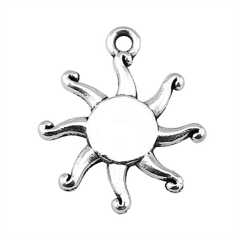 

WYSIWYG 20 шт 17 мм античный серебряный цвет Античная бронзовая подвеска Sun Charm подвески Sun